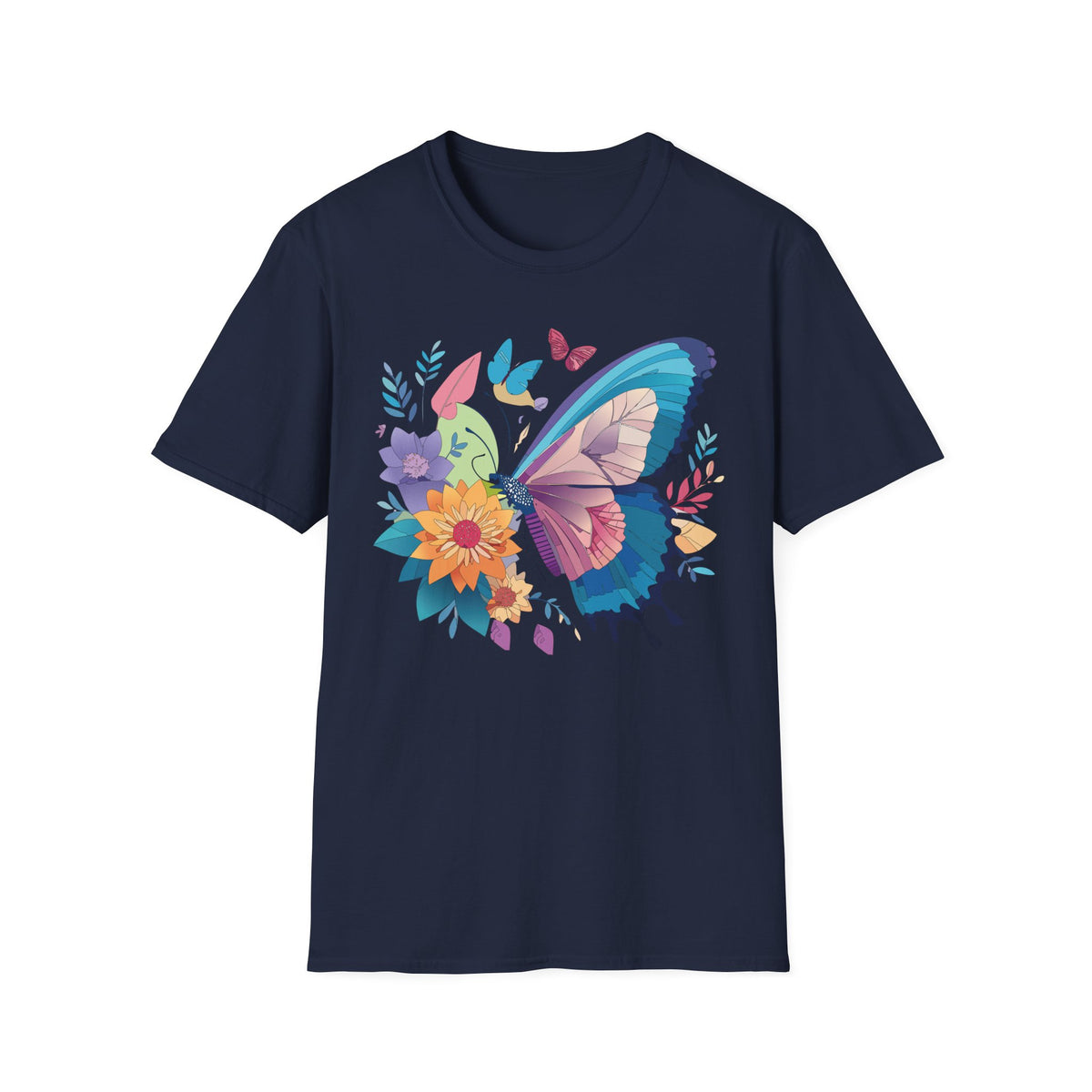 Watercolor Butterfly Floral Graphic Design Unisex 100 Cotton Gildan T-Shirt