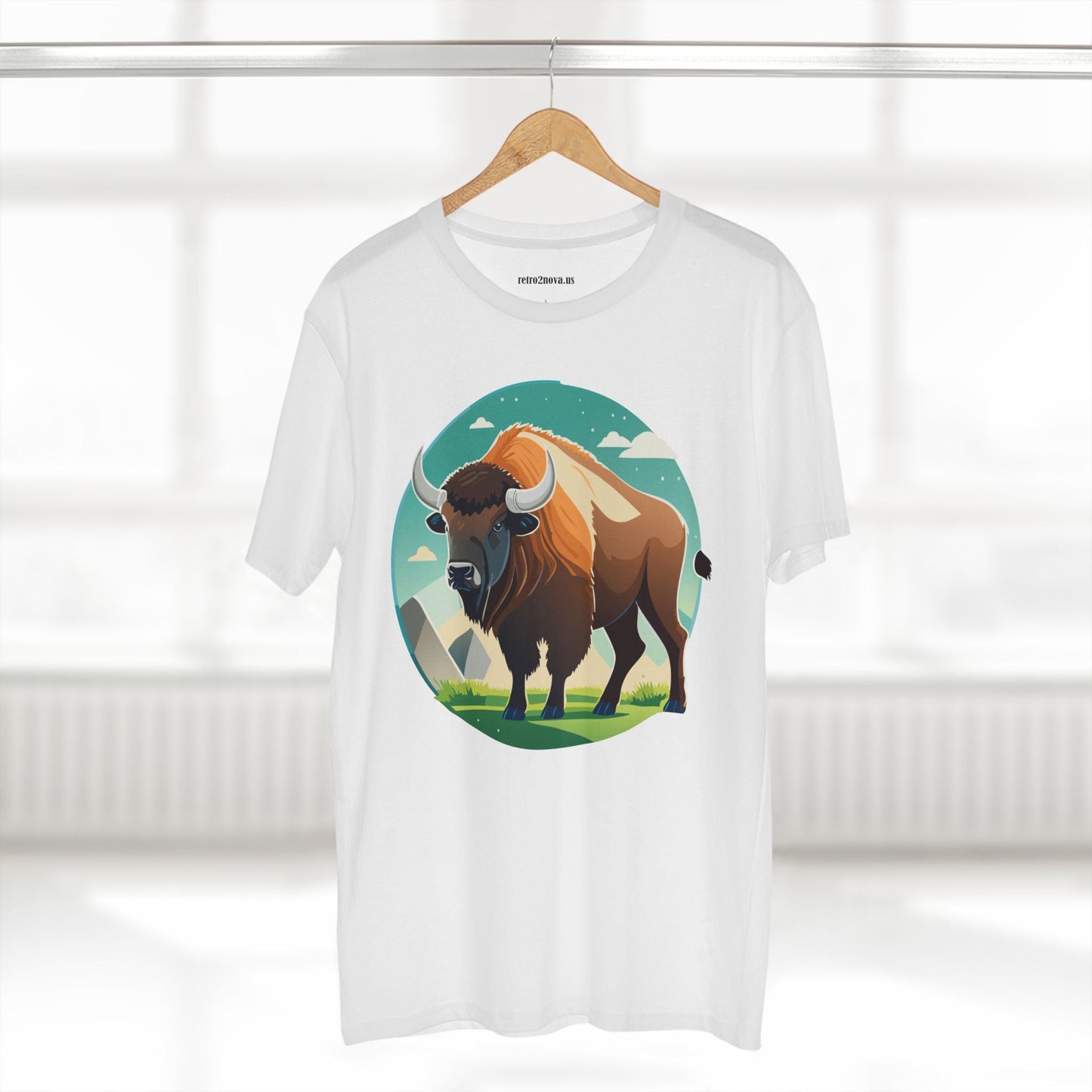 Bison Shirt Unisex Premium Cotton Tee With Original Art Design From Retro2Nova Animals Collection Exclusive Art Series