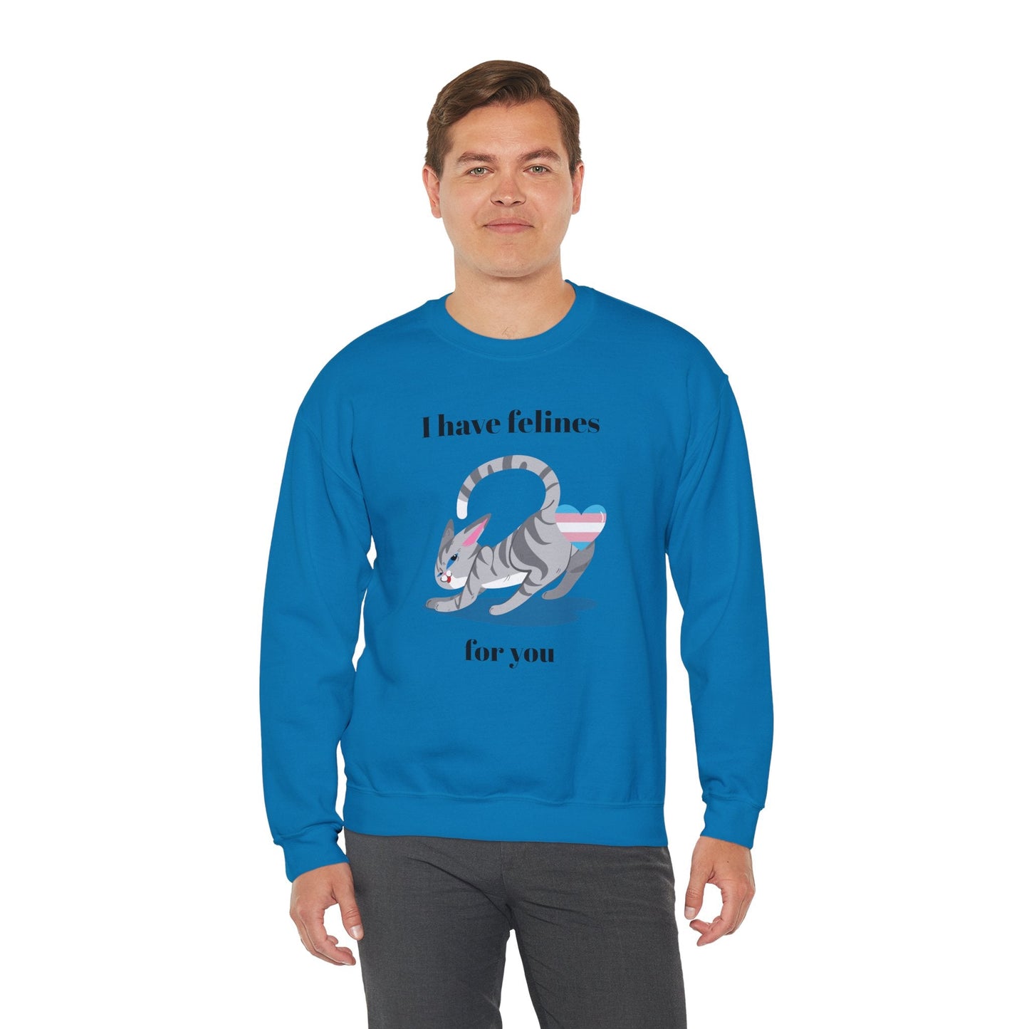Cat Heart Sweatshirt Unisex Valentine Design 50 50 Cotton Poly Gildan 18000 Crewneck