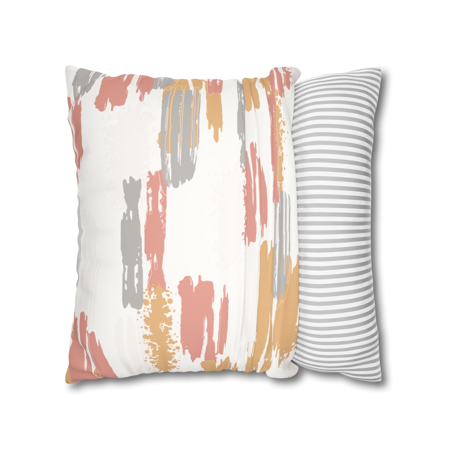 Faux Suede Pillowcase with Abstract print