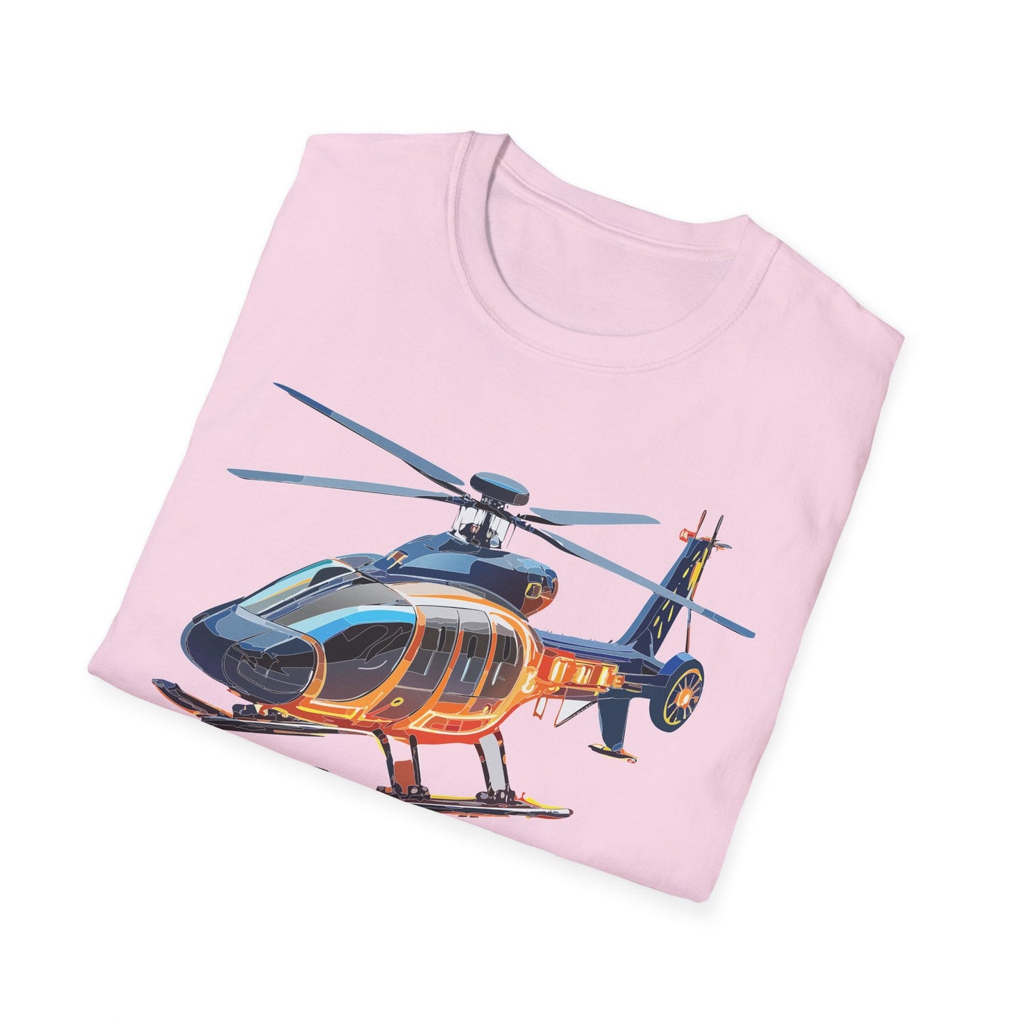 Unisex Helicopter Graphic T Shirt Softstyle 64000 Short Sleeve Chopper Tee For Everyday Comfort