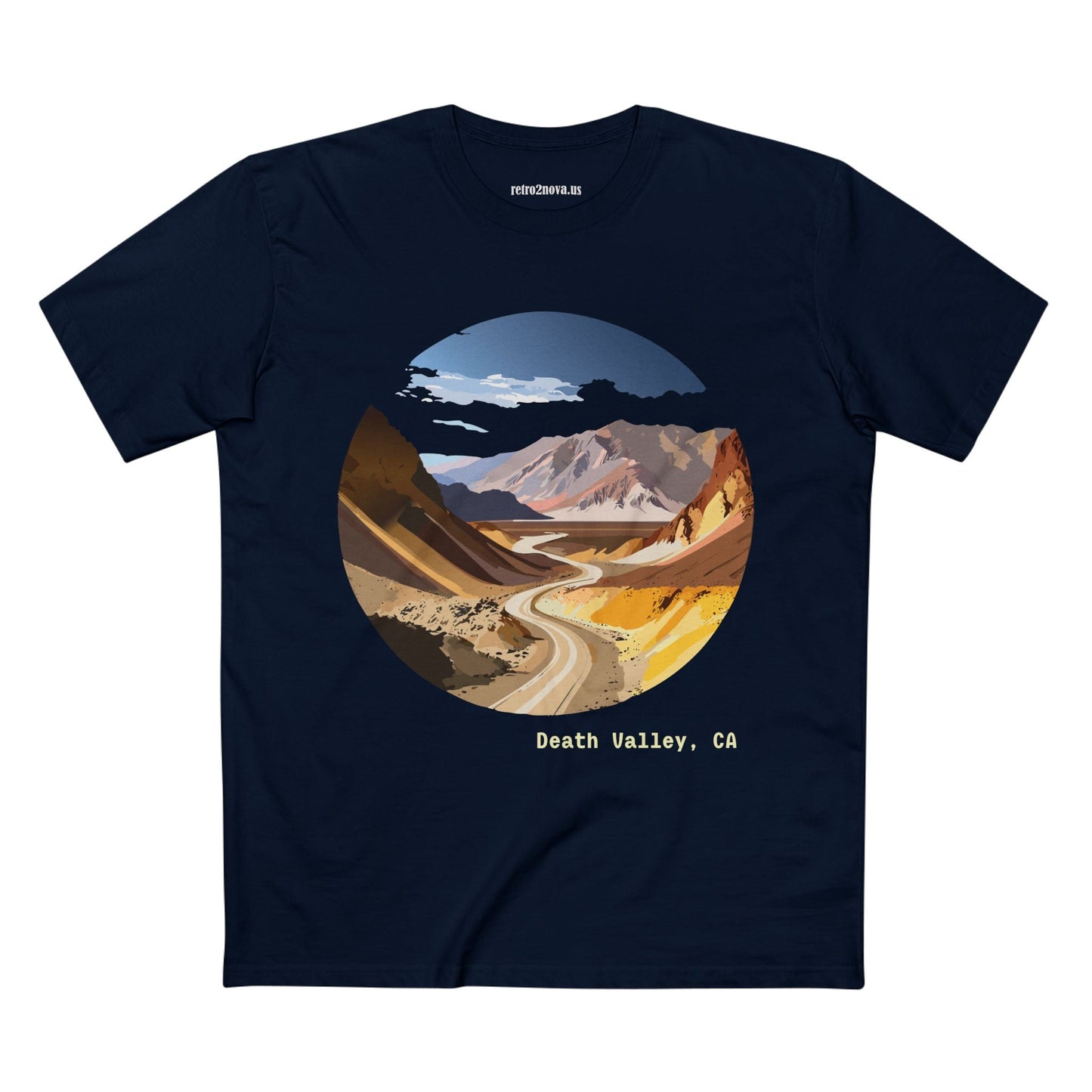 Travel Shirt Unisex Death Valley Tee With Original Art Design By Retro2Nova Premium Cotton Staple