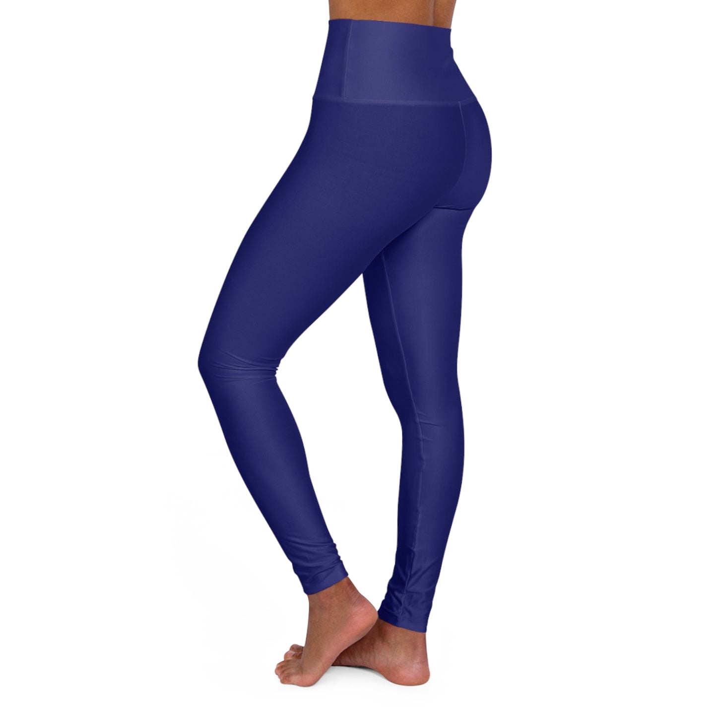High-Waist Midnight Blue Yoga Leggings Women's Seamless Poly-Span Solid Navy Athletic Leggings for Workout