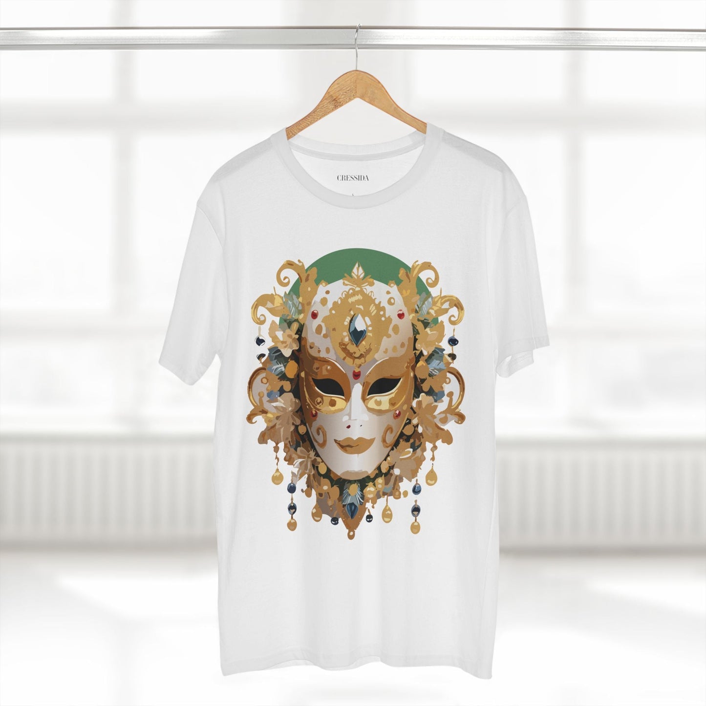 Carnival Mask Graphic T-Shirt Unisex 100 Cotton With Antique Gold Art Design Tee 16