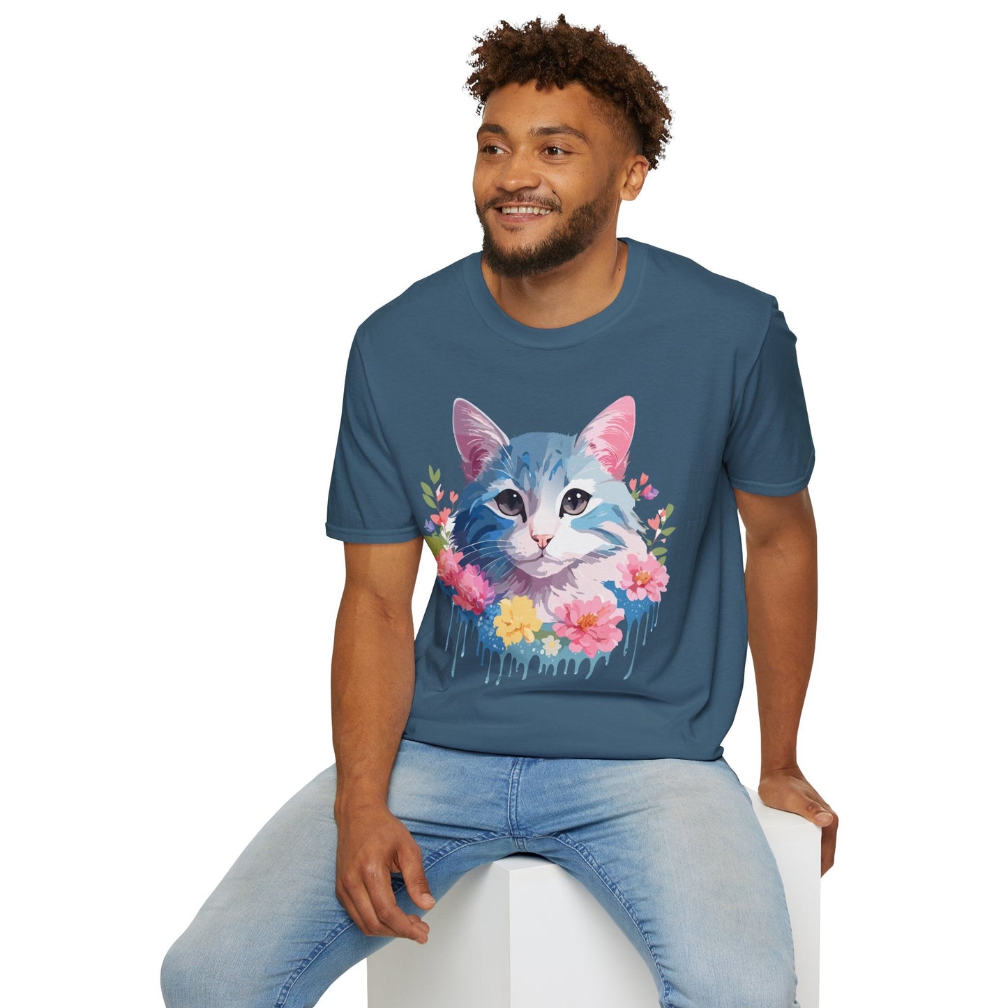 Cat Shirt Unisex Cat Tee Kitten Print Gildan Softstyle 64000