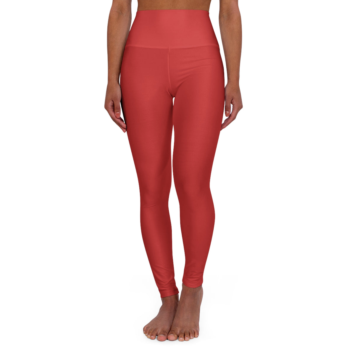 Tomato Red Color Yoga Leggings High-Waist Women's Seamless Poly-Span Stretchy Pants XS-2XL