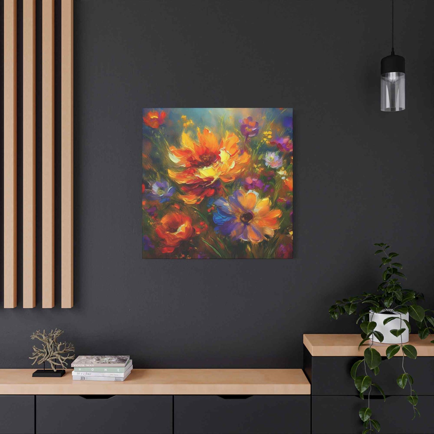 Flowers Print Canvas, Floral Oil Paint Print 20x20, 24x24, 30x30, 32x32, 36x36, Floral Art Design Print Non-Frame MC-15