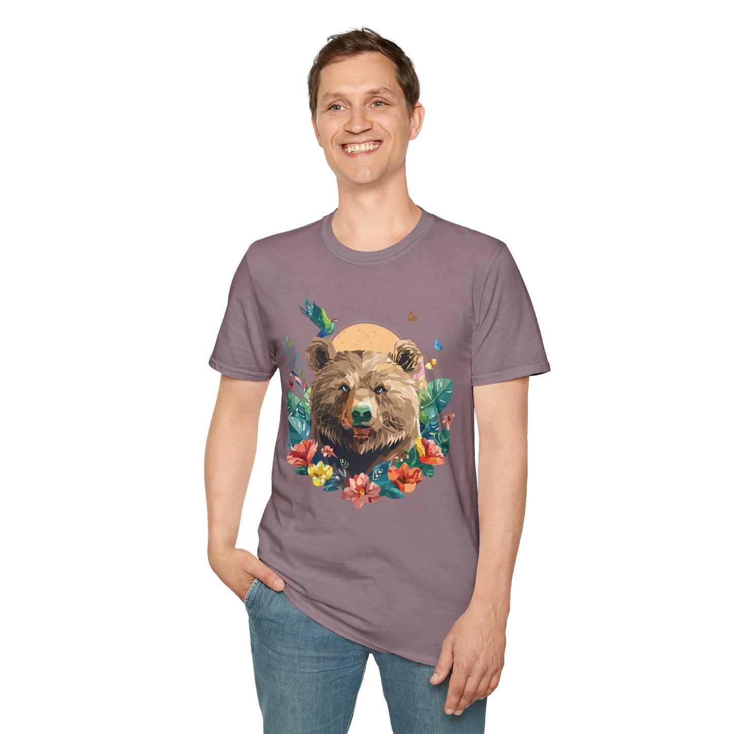 Bear T Shirt Unisex Graphic Tee Bear Lover Gift 100 Percent Ring Spun Cotton Softstyle 64000 Gildan