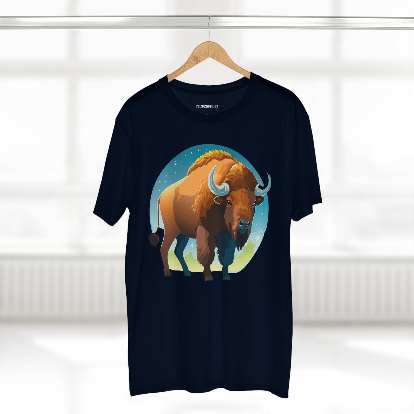 Unisex Premium Cotton Tee With Original Bison Art Design From Retro2Nova Art Collection Soft Breathable Everyday Comfort