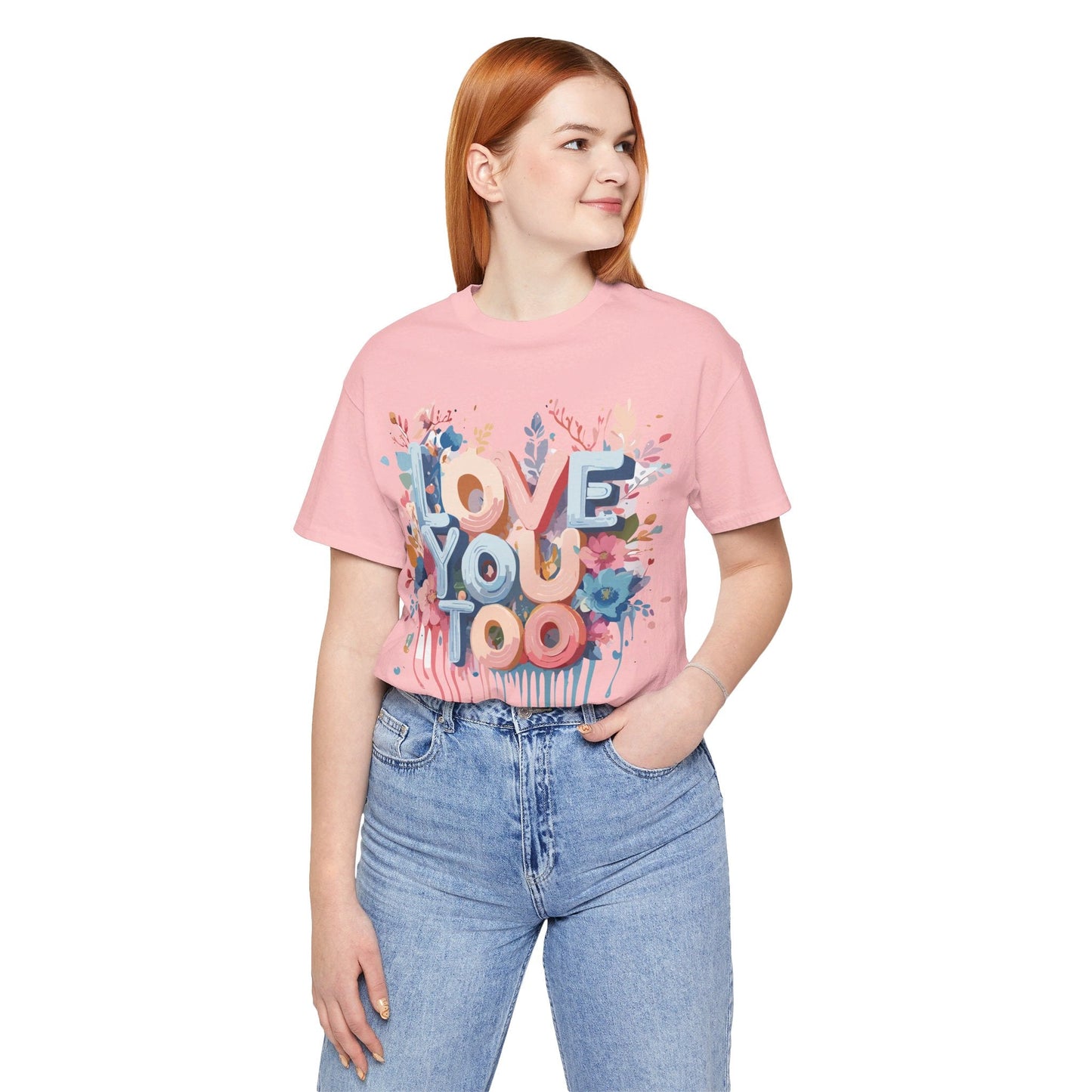 Valentine Day Graphic Unisex 100 Cotton Vintage Artwork with Love and Flower Design Tee 41