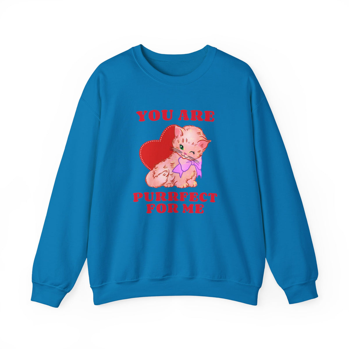 Cat Graphic Valentine's Day Sweatshirt Unisex 50/50 Cotton-Poly Animal Sweatshirt w09