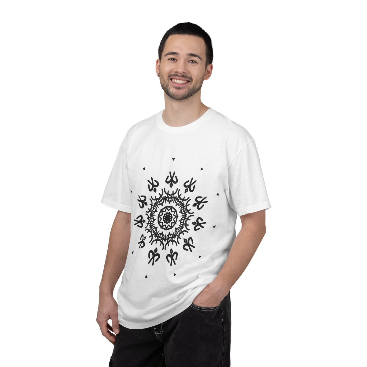 Unisex Garment Dyed Cotton T-Shirt with Mandala Graphic Design
