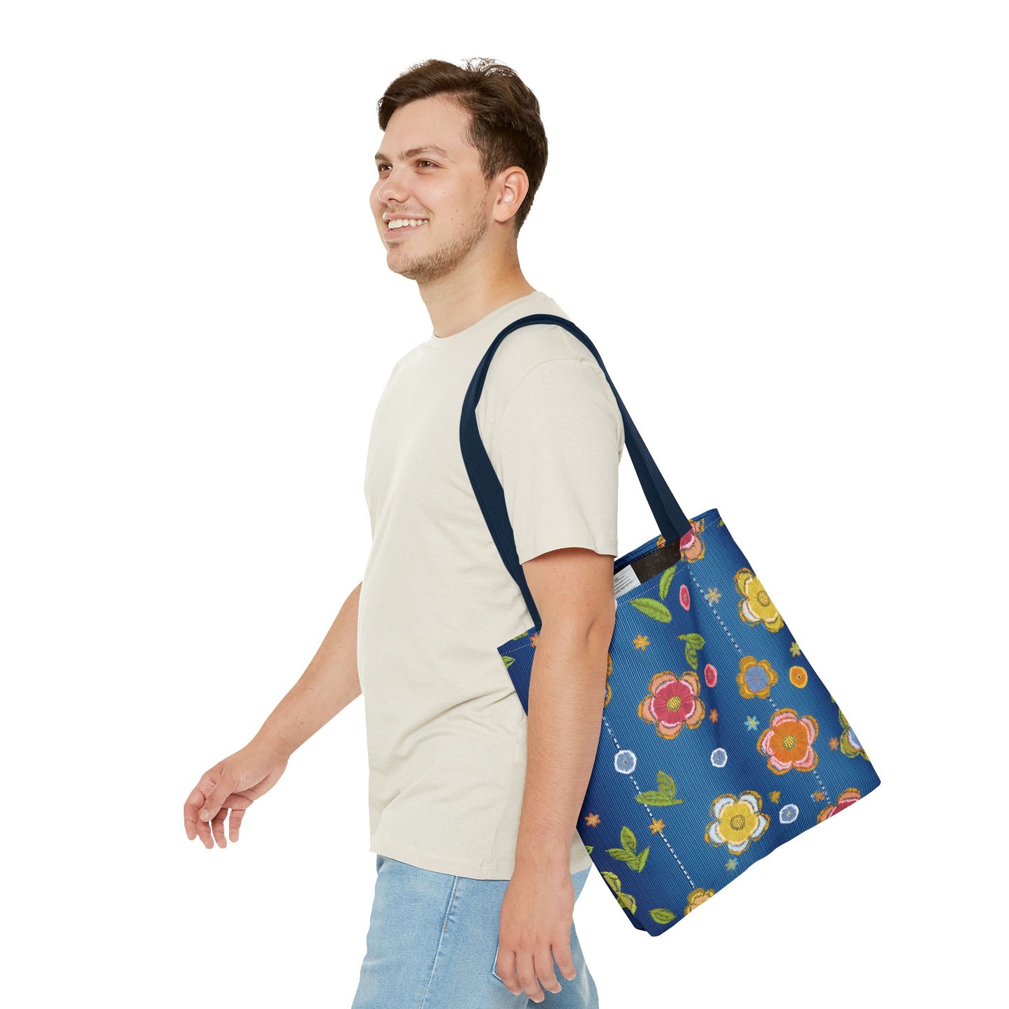 Denim Fabric Imitation Print Unisex Canvas Bag Poly Spun 3 Sizes Tote Bag 133