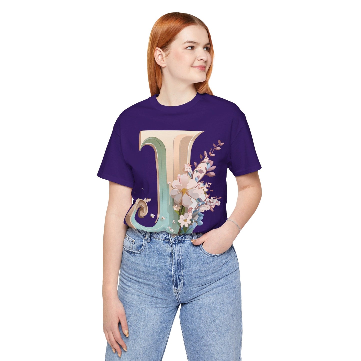 Letter J Graphic Tee Unisex Vintage Inspired Art From Adelpha Short Sleeve Shirt