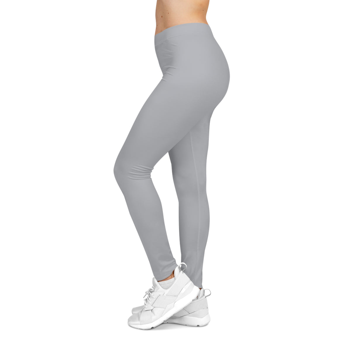 Pale Slate Grey Color Women's Poly-Span Casual Leggings Print Everyday Activewear Pants