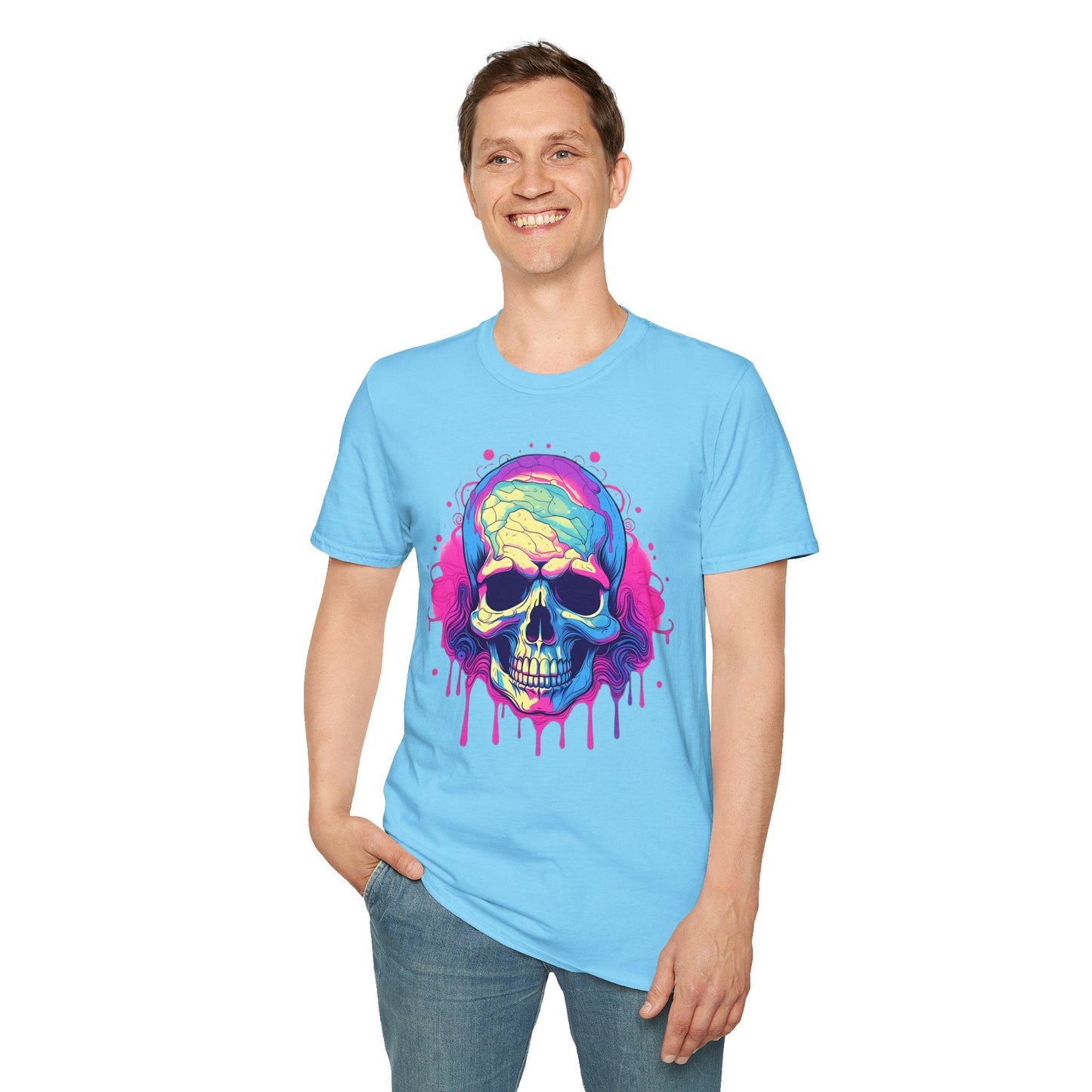 Skull Tee Shirt Unisex Skeleton Design Gildan Softstyle 64000 Ring Spun Cotton Tee