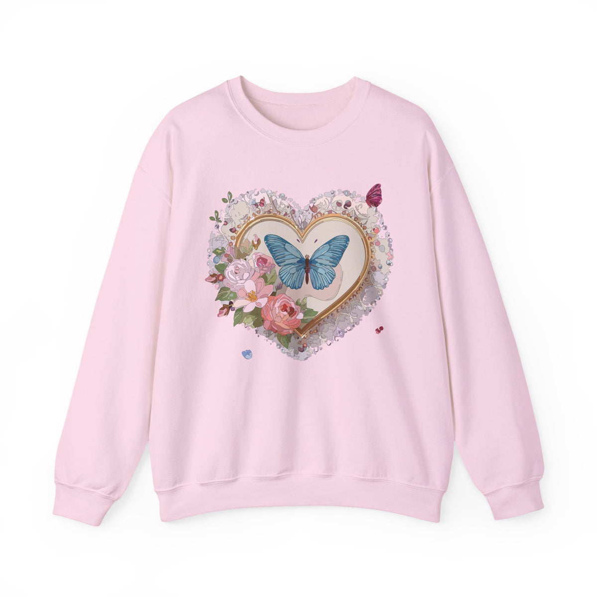 Floral Heart Love Graphic Valentine's Day Sweatshirt Unisex 50/50 Cotton-Poly Sweatshirt w36