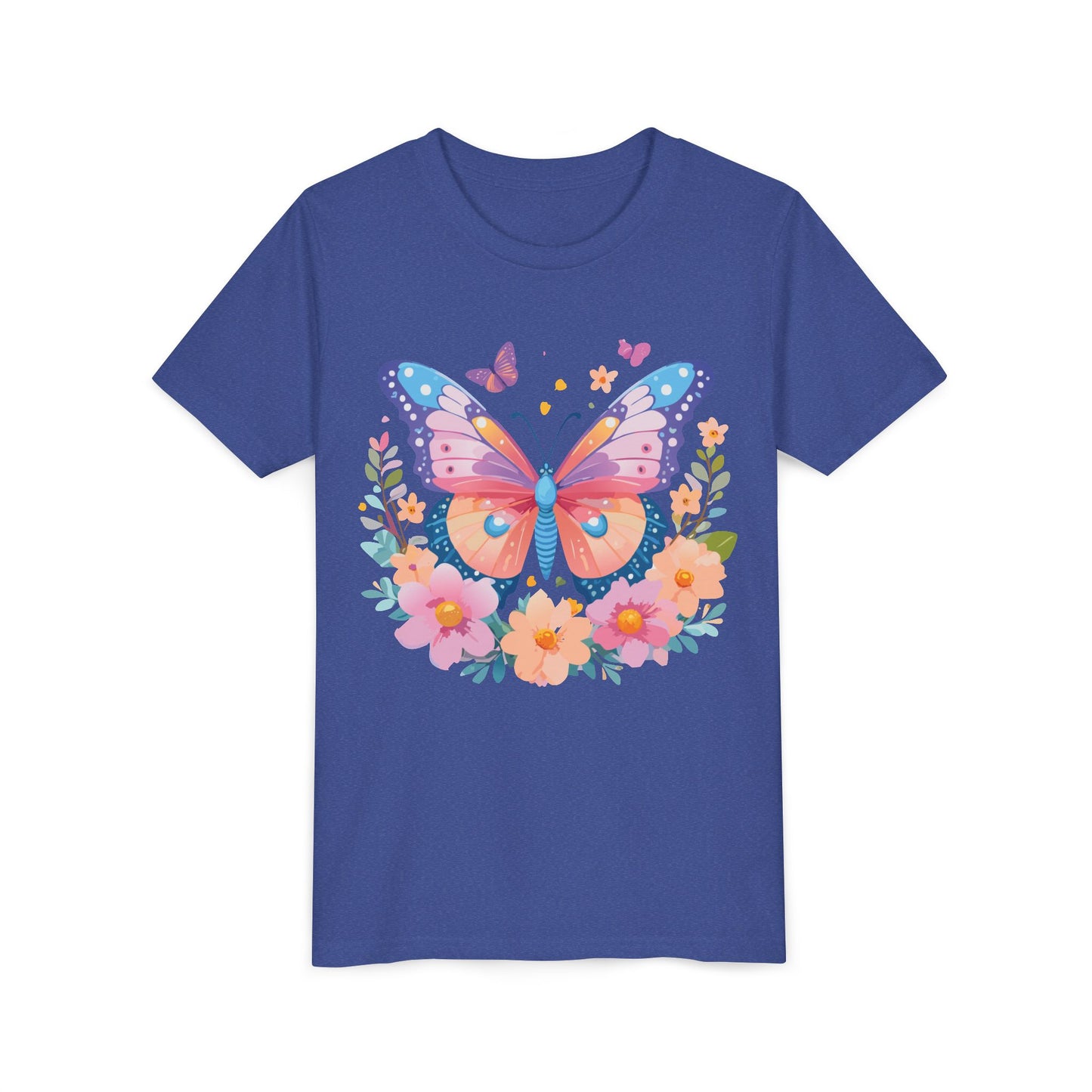 Butterfly Blossom Youth Tee - Colorful Short Sleeve T-Shirt for Spring Celebrations (9-14)