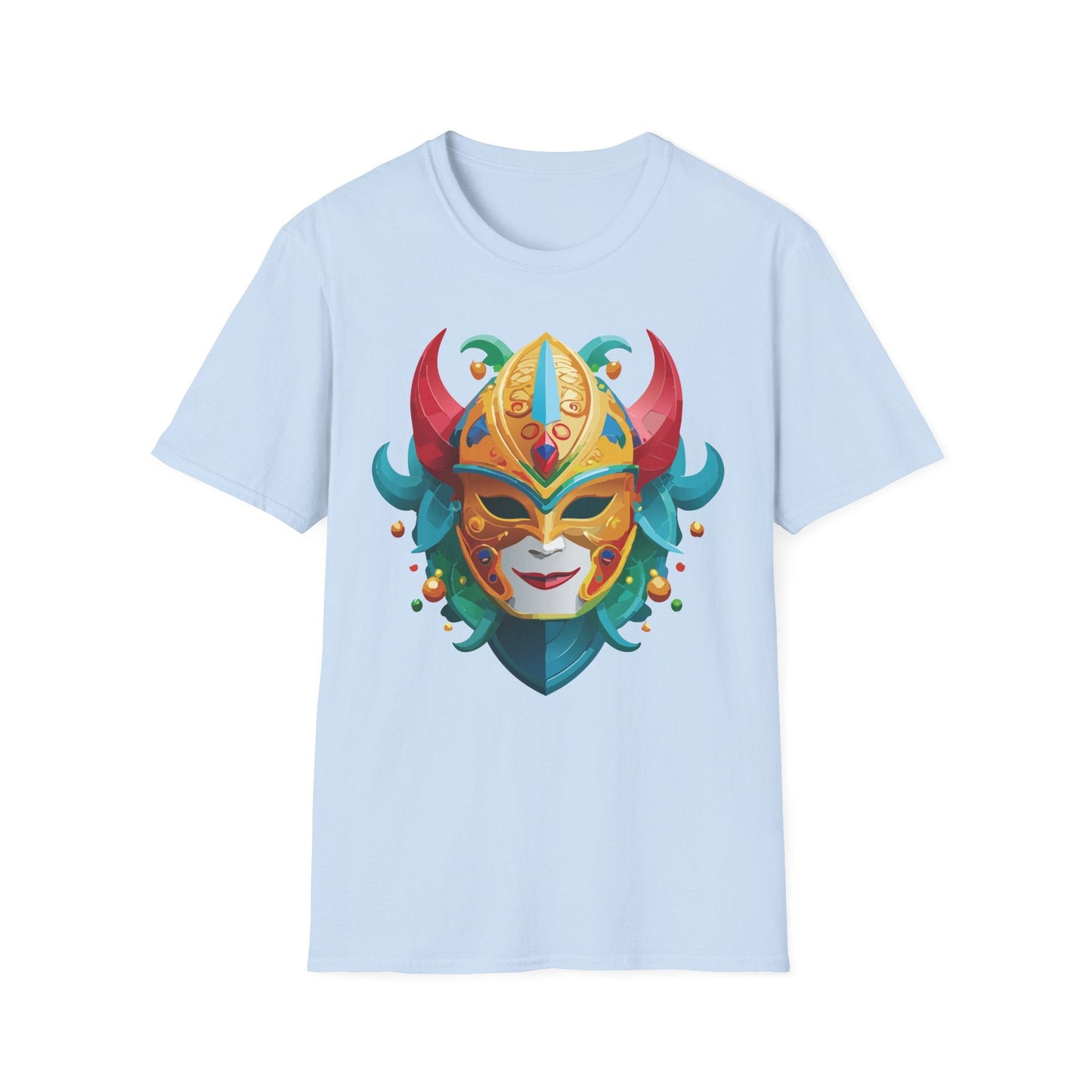 Unisex Mask Tee Shirt Softstyle Gildan 64000 Cotton Tee Masquerade Design Artwork