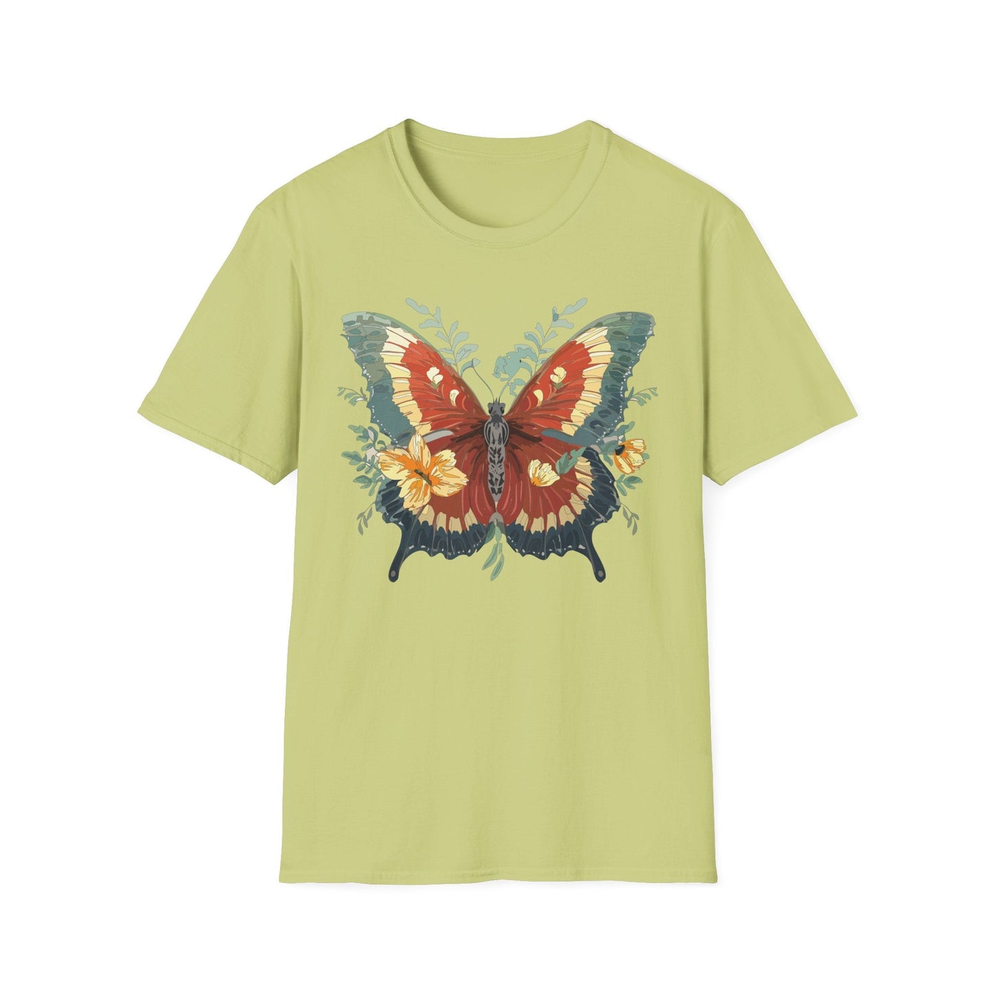 Butterfly T Shirt Unisex Gildan Softstyle 64000 Comfort Monarch Design 100 Percent Cotton