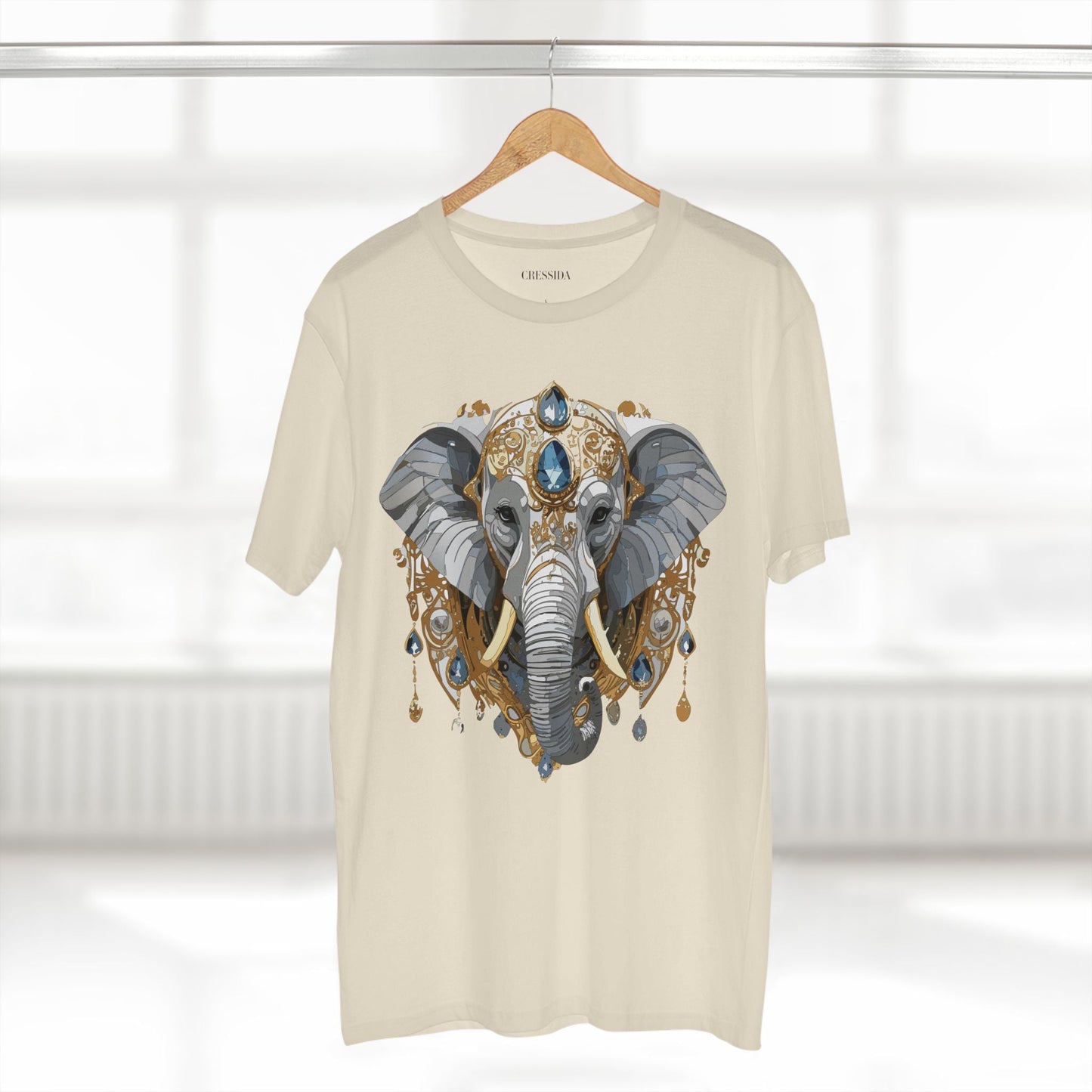 Elephant Graphic Unisex 100 Cotton Tee With Unique Animal Golden Medallion Art Design 37