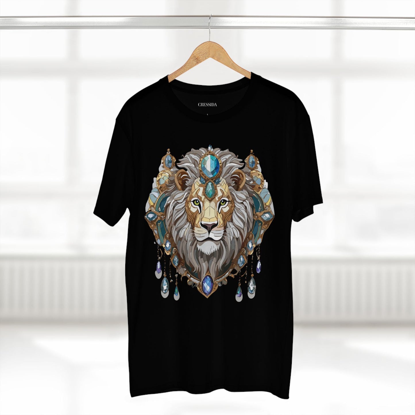 Lion Graphic Unisex 100 Cotton Tee With Unique Animal Golden Medallion Art Design 61