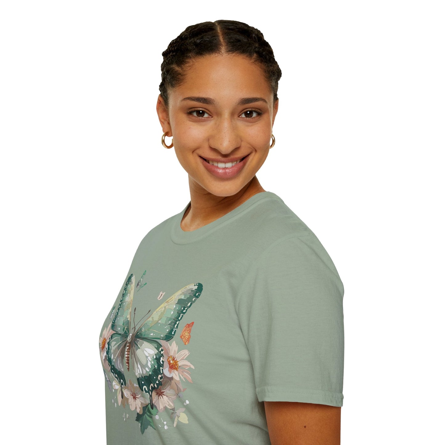 Butterfly T Shirt Unisex Softstyle Tee 100 Percent Ring Spun Cotton Monarch Design Premium Comfort