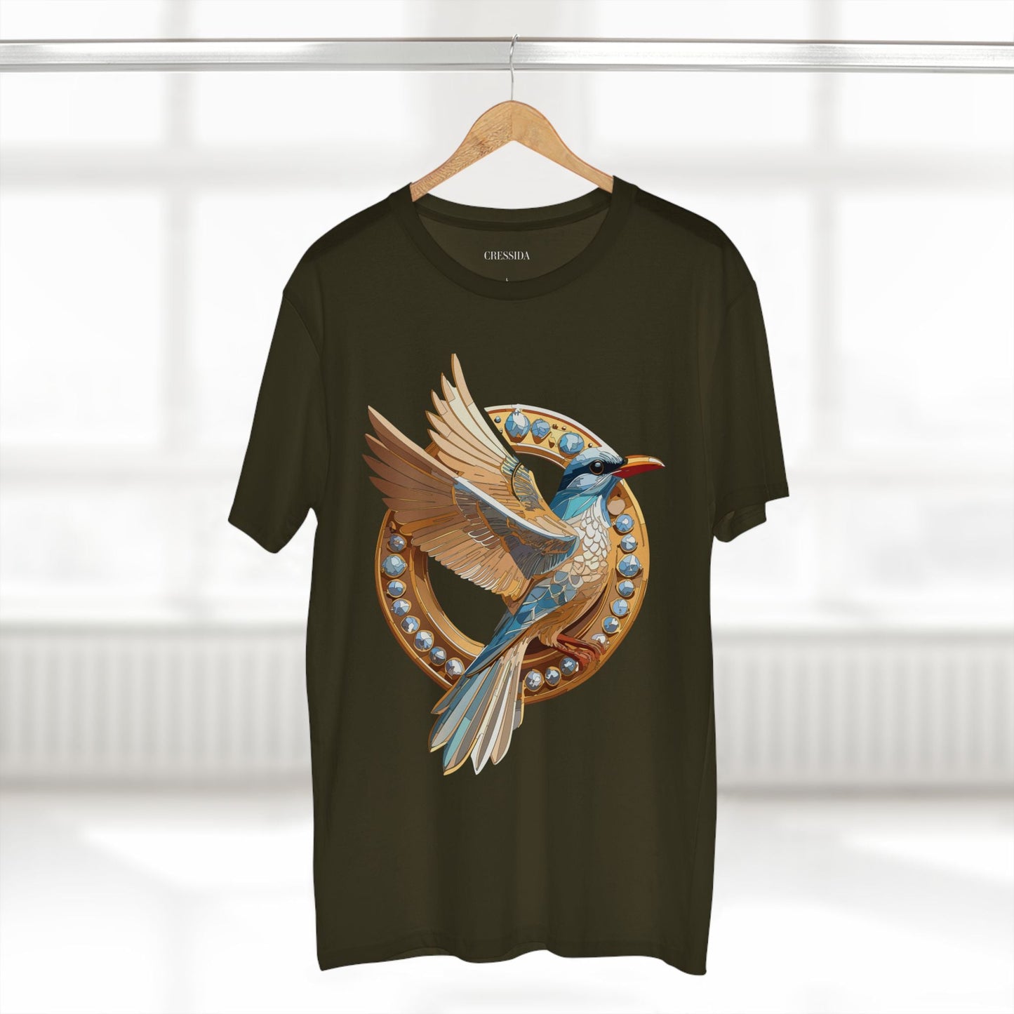 Bird Graphic Unisex 100 Cotton Tee With Unique Animal Golden Medallion Art Design 20