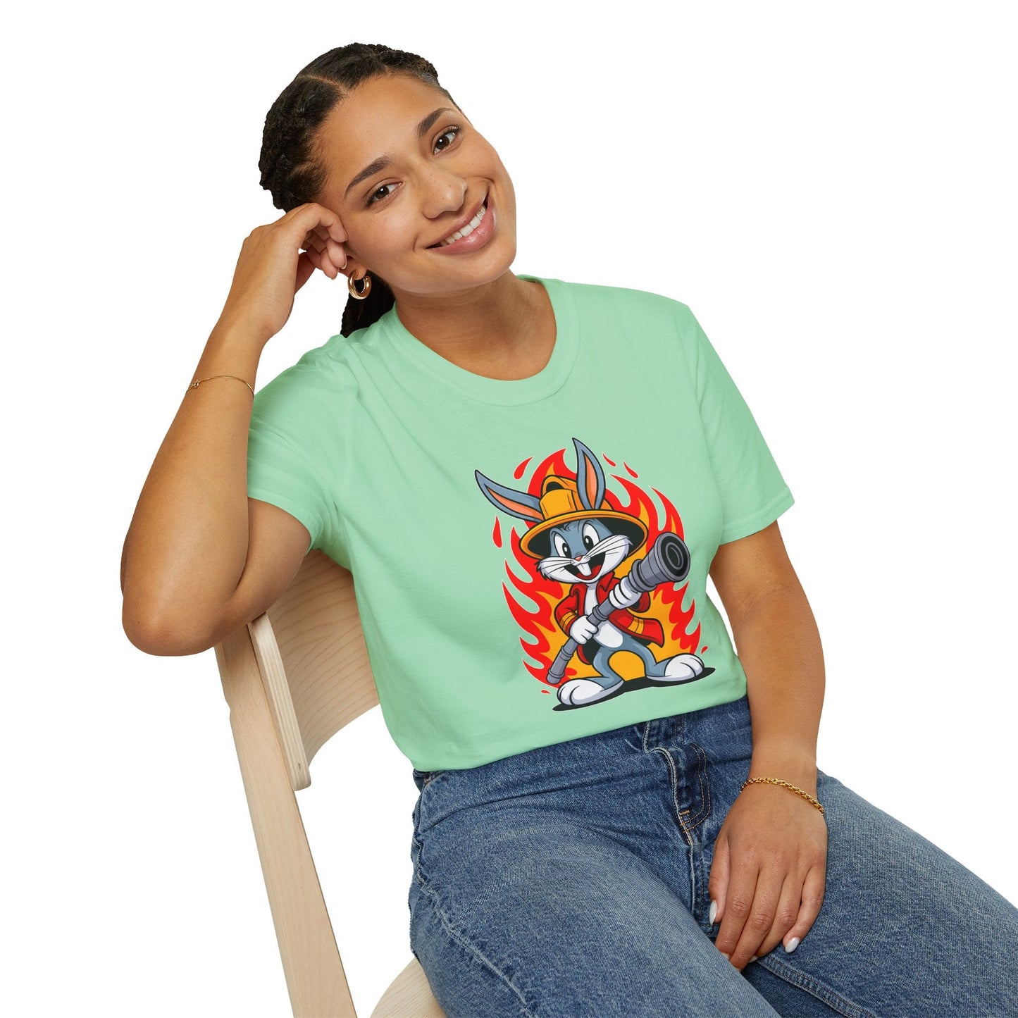 Cartoon Bunny Graphic Unisex Cotton Animal Animation Artwork Design Tee 11