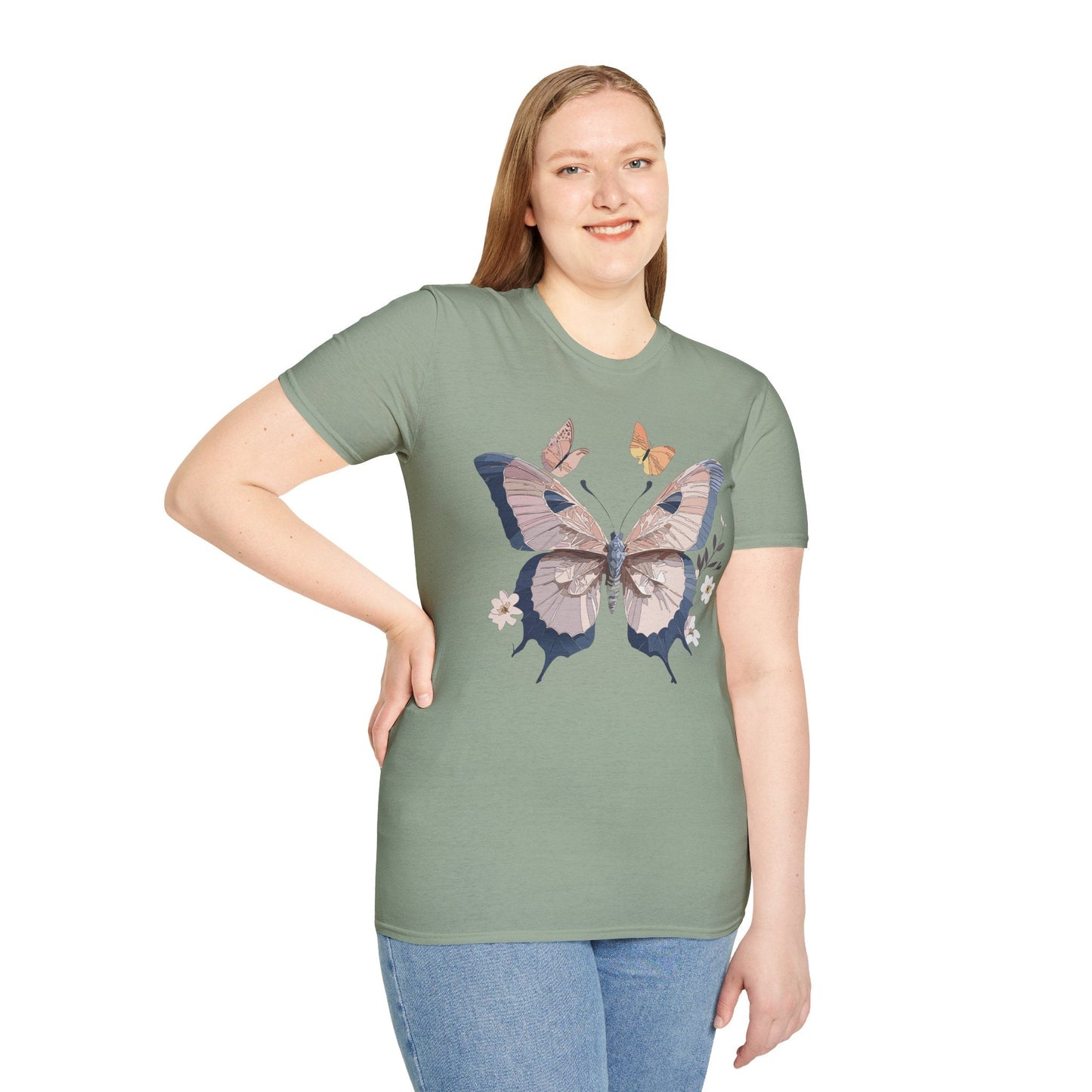 Butterfly Shirt Unisex T Shirt Monarch Print Gildan Softstyle 64000 Cotton Tee Quality