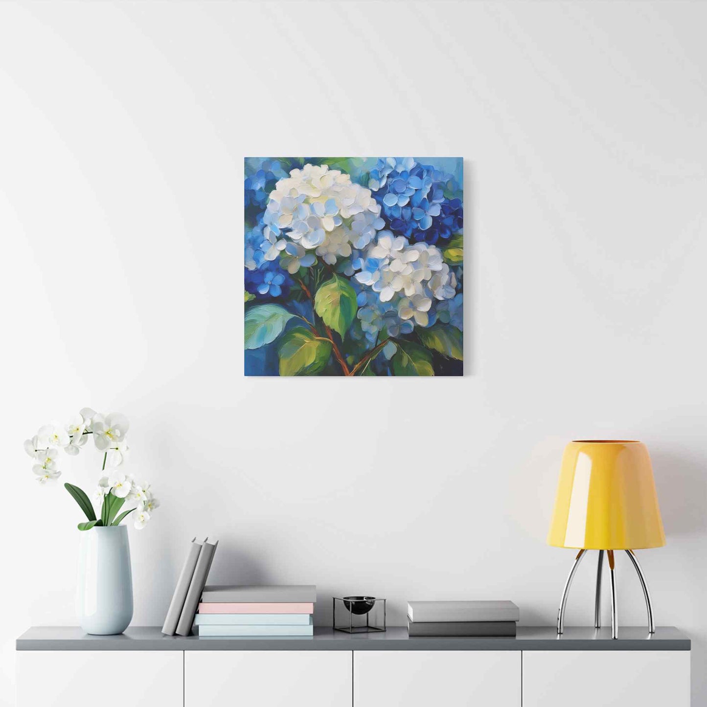 Hydrangeas Print Canvas, Flowers Oil Paint Print 20x20, 24x24, 30x30, 32x32, 36x36, Floral Art Design Print Non-Frame MC-31