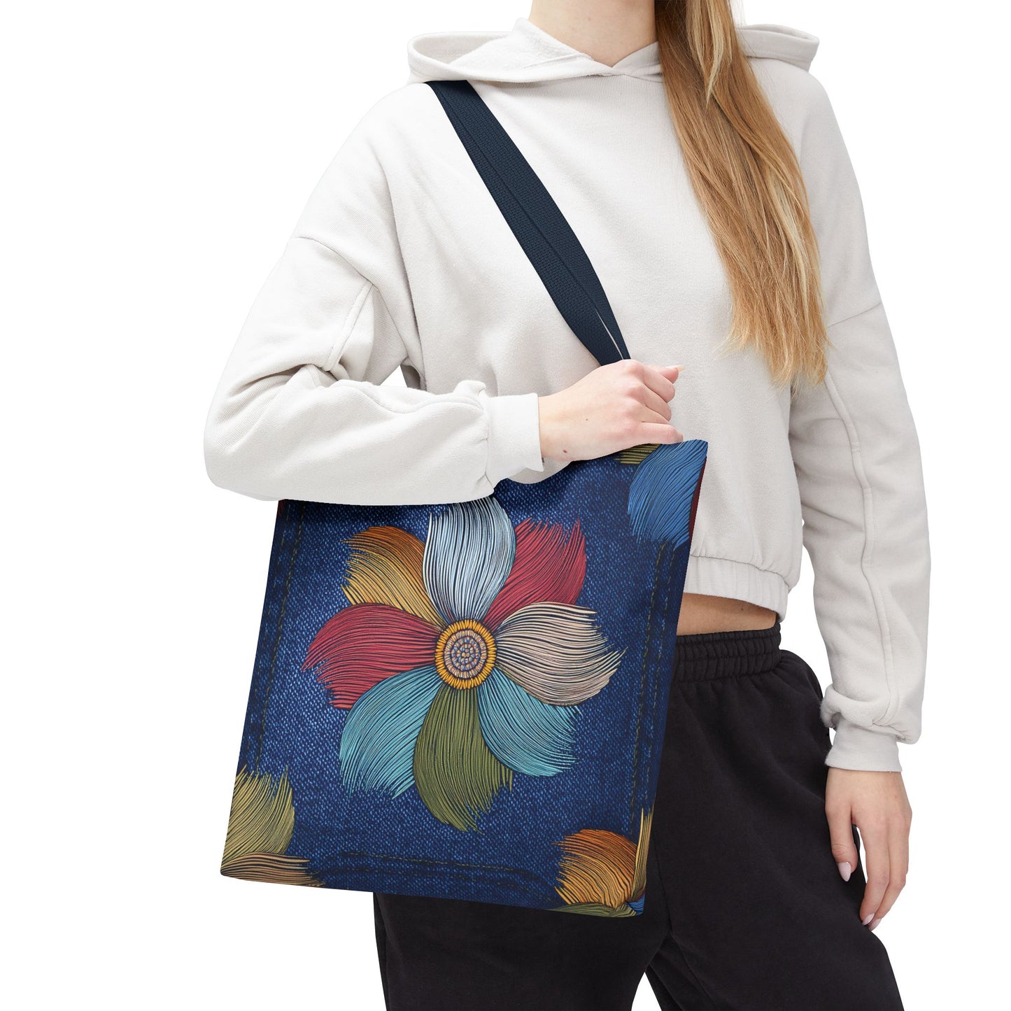 Denim Fabric Imitation Print Unisex Canvas Bag Poly Spun 3 Sizes Tote Bag 175