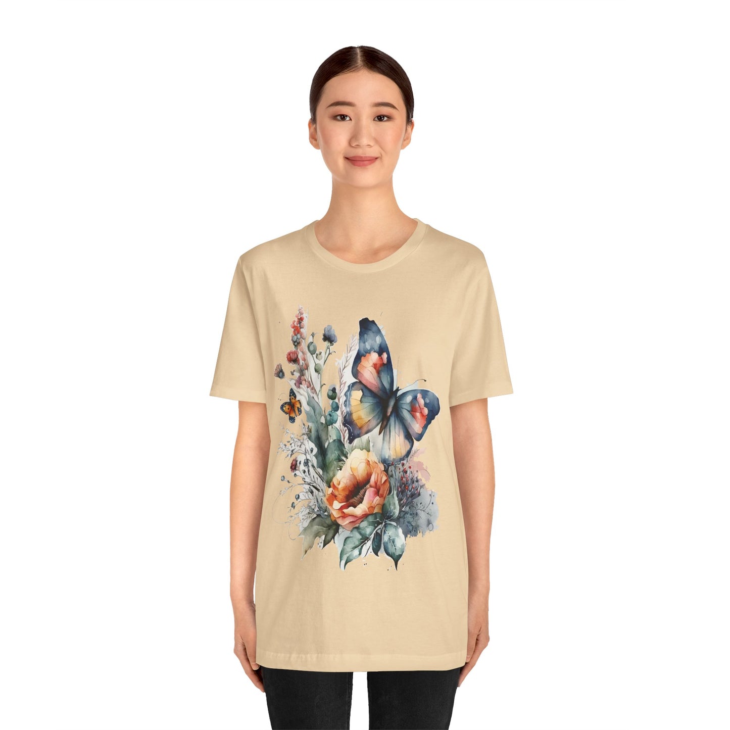 Cotton Tee Shirt with Butterfly Prints