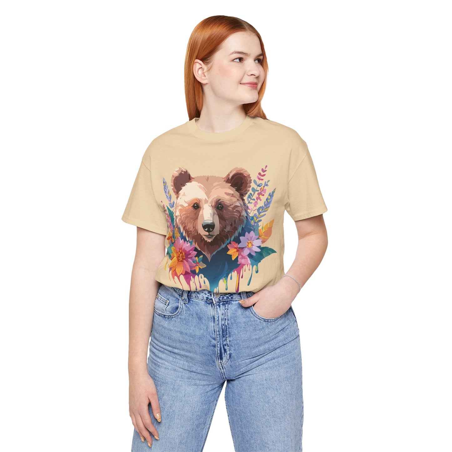 Bear Graphic Unisex 100 Cotton Short Sleeve Art Design Vintage T-Shirt 5
