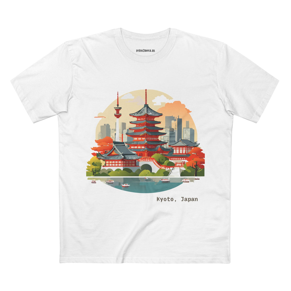 Kyoto Japan temple illustration T-Shirt | Pagoda skyline tee