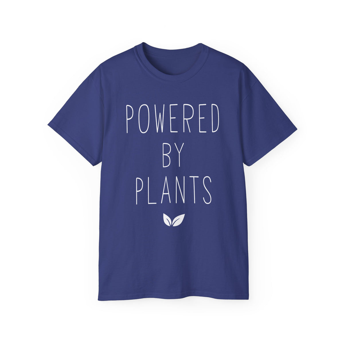 Powered By Plants T-Shirt | Vegan Plant-Based Tee, Leaf Graphic