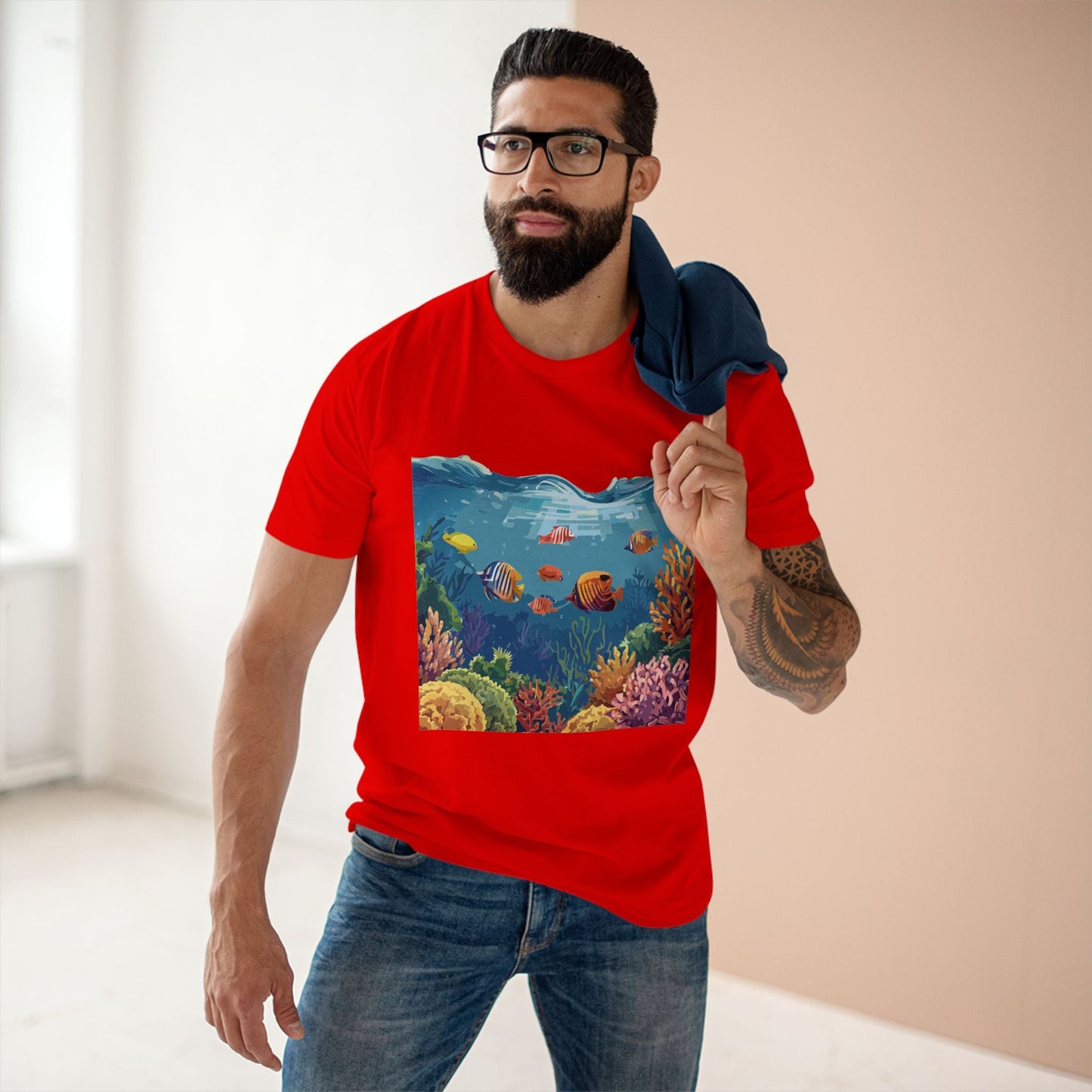 Ocean Pacific OP-25 Unisex Premium Cotton Tee With Original Art Design By Retro2Nova Art Collection
