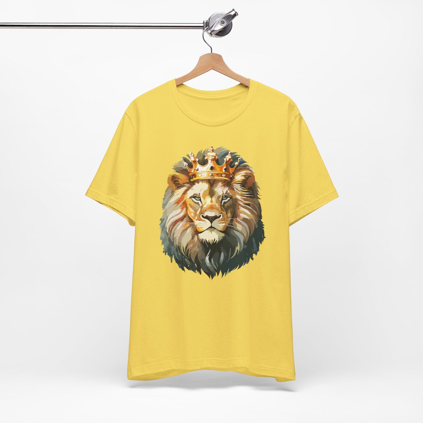 Lion with Crown Tee Unisex Cotton T-Shirt Regal King Lion Illustration, Wildlife Graphic Shirt - 1