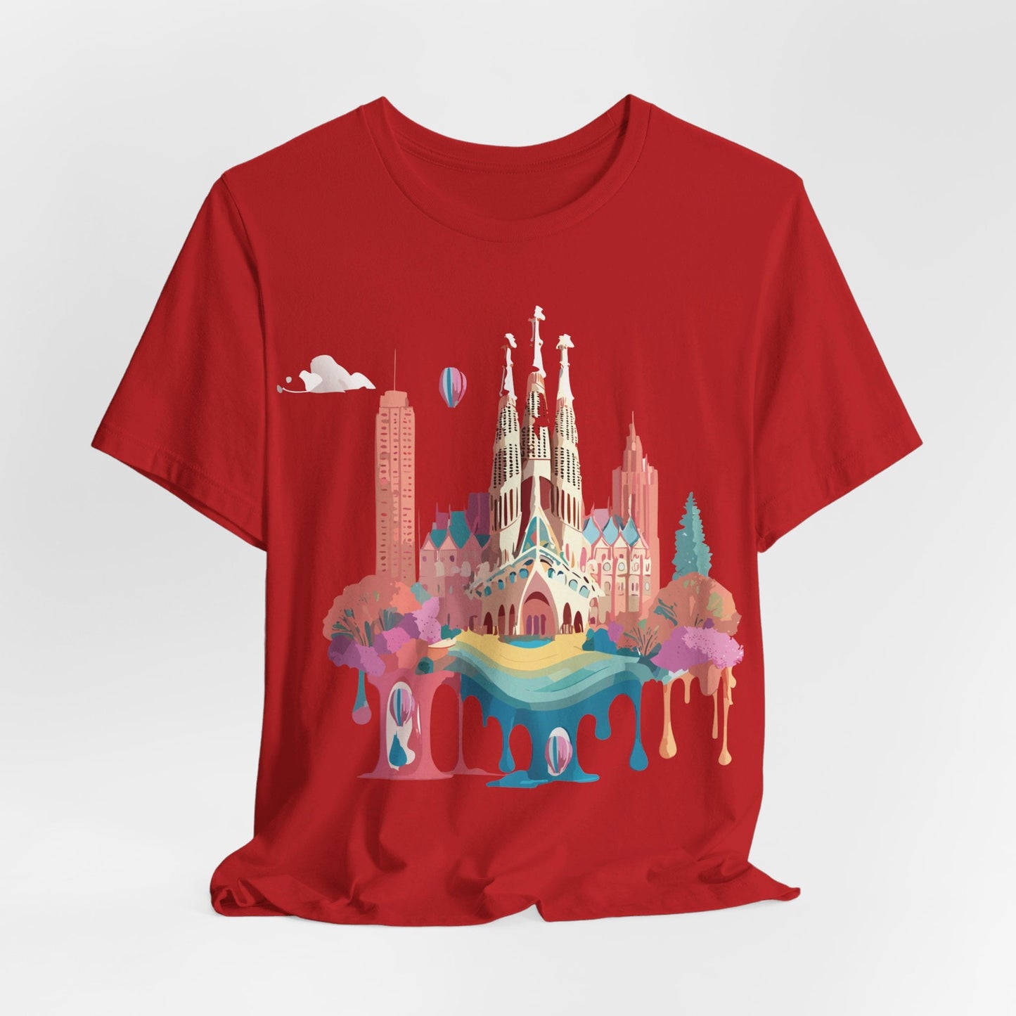 Adelpha Barcelona Themed Graphic Tee Unisex Short Sleeve Art Design For Everyday Comfort