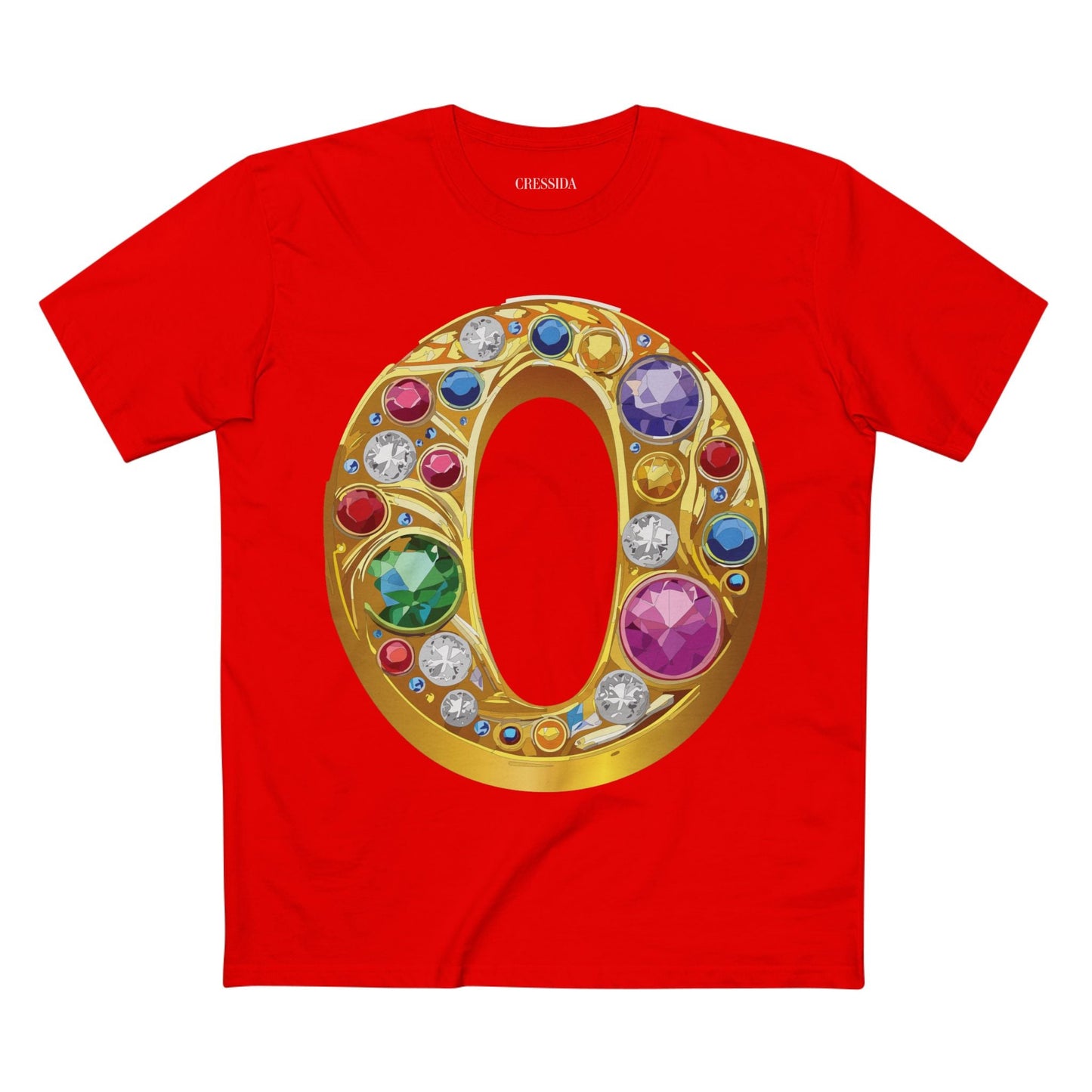 Letter O Graphic Design Tee Unisex 100 Cotton With Antique Gold Letters Artwork T-Shirt