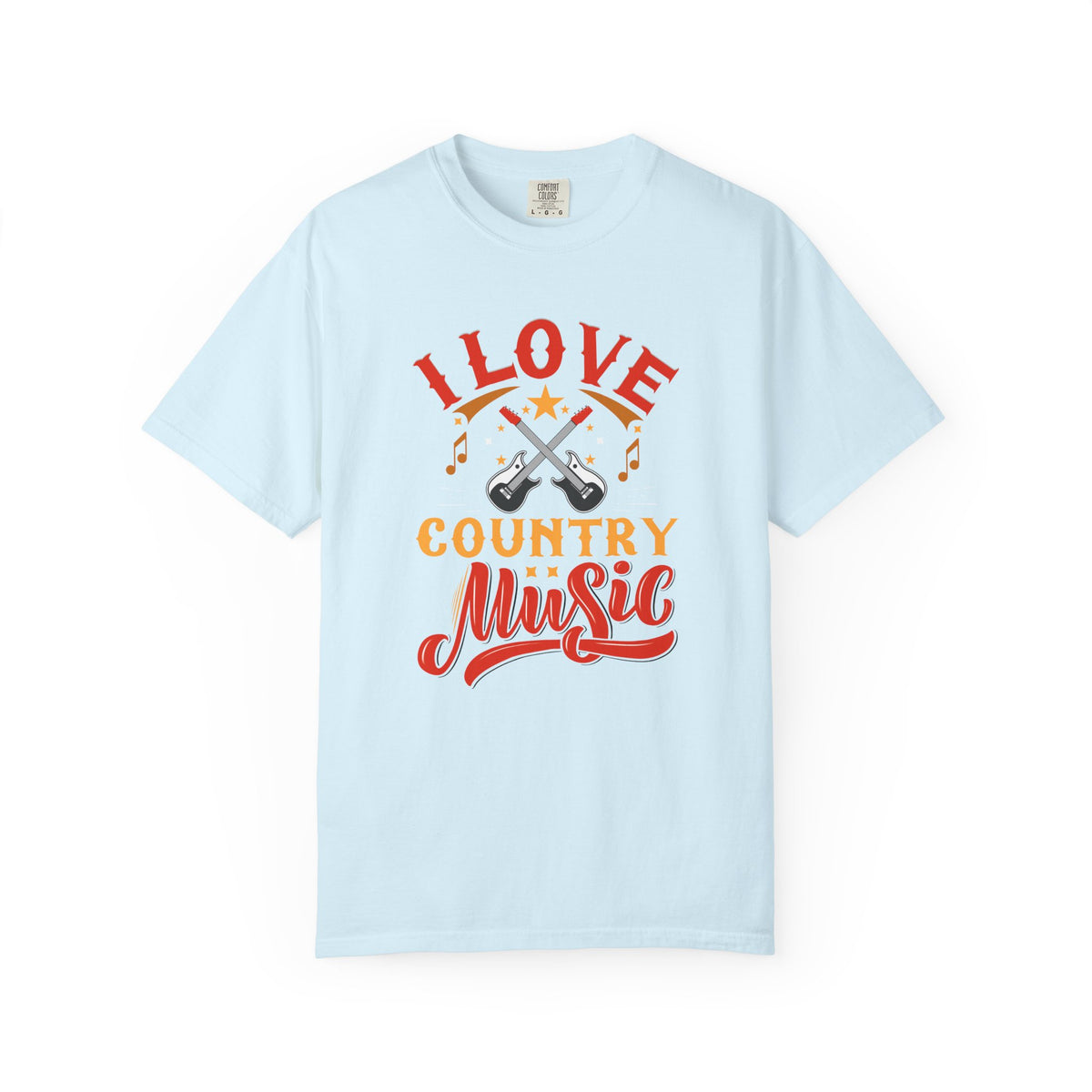 I Love Country Music T-shirt Country Guitar Typography Unisex Cotton Tee 050