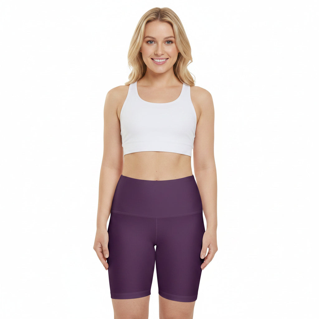 Berry Cream Women's Purple High-Waist Workout Shorts — Yoga & Activewear Biker Shorts