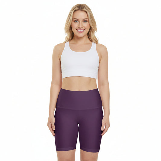 Berry Cream Women's Purple High-Waist Workout Shorts — Yoga & Activewear Biker Shorts