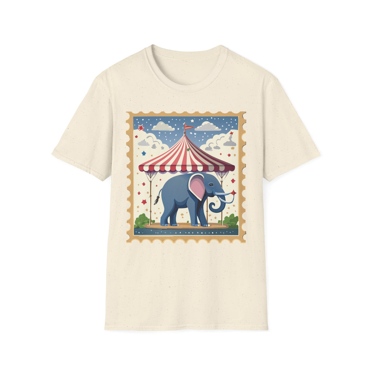 Circus Elephant Tent T-Shirt | Vintage Carnival Stamp Graphic Tee Unisex 100 Cotton Gildan T-Shirt