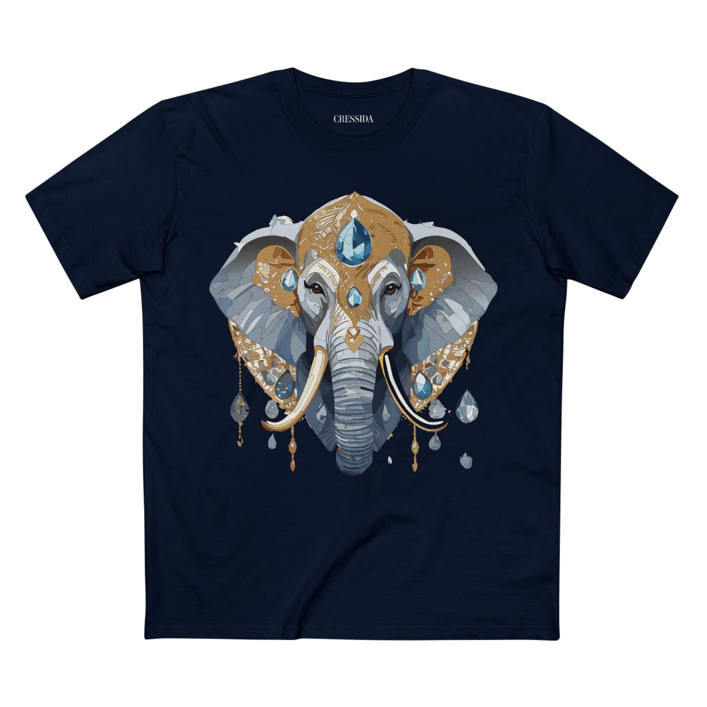 Elephant Graphic Unisex 100 Cotton Tee With Unique Animal Golden Medallion Art Design 36