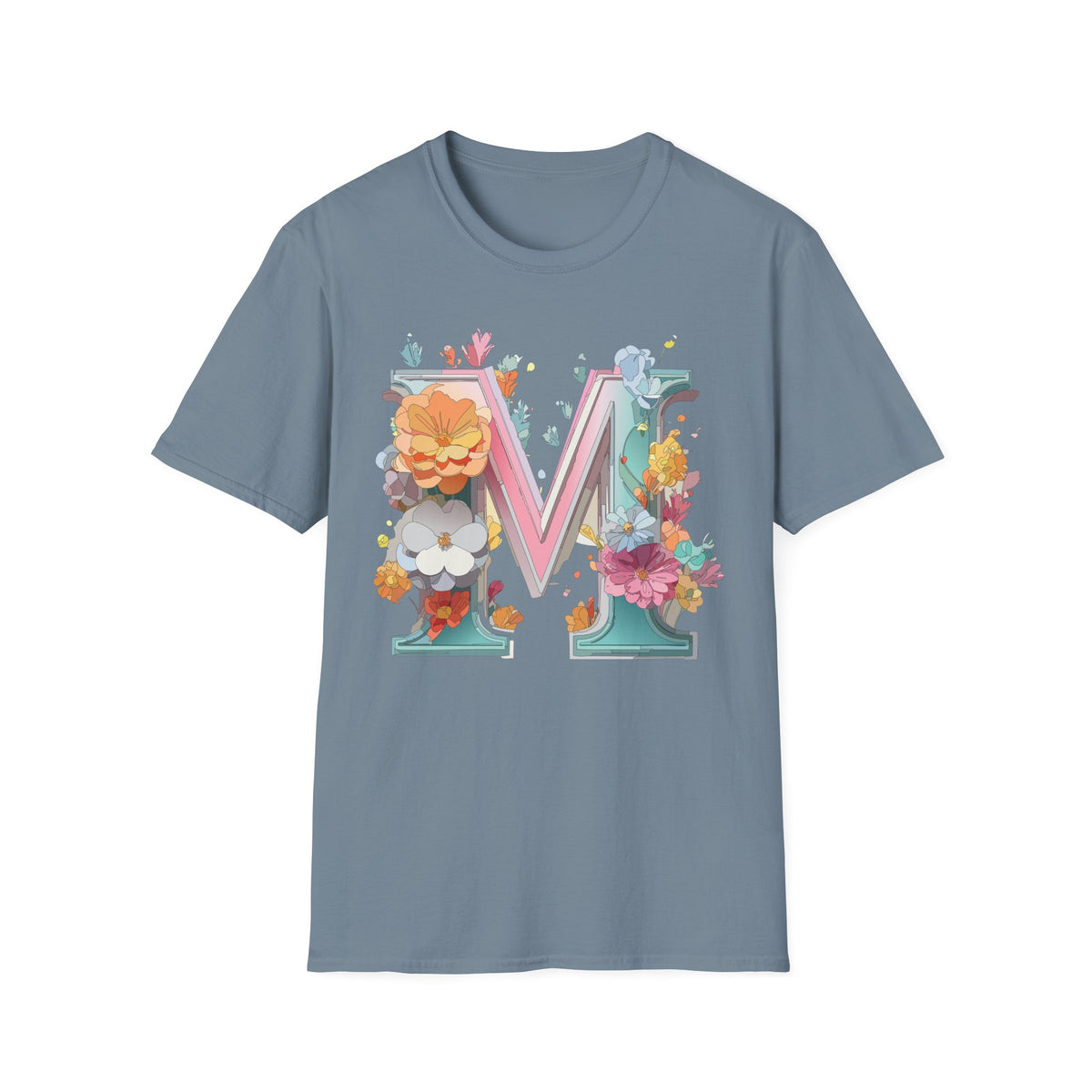 Floral Letter M Shirt | Monogram Initial Tee, Botanical Alphabet