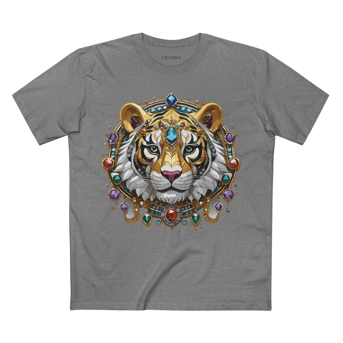 Tiger Graphic Unisex 100 Cotton Tee With Unique Animal Golden Medallion Art Design 52