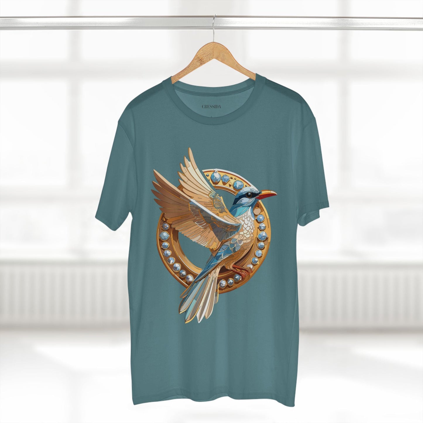 Bird Graphic Unisex 100 Cotton Tee With Unique Animal Golden Medallion Art Design 20