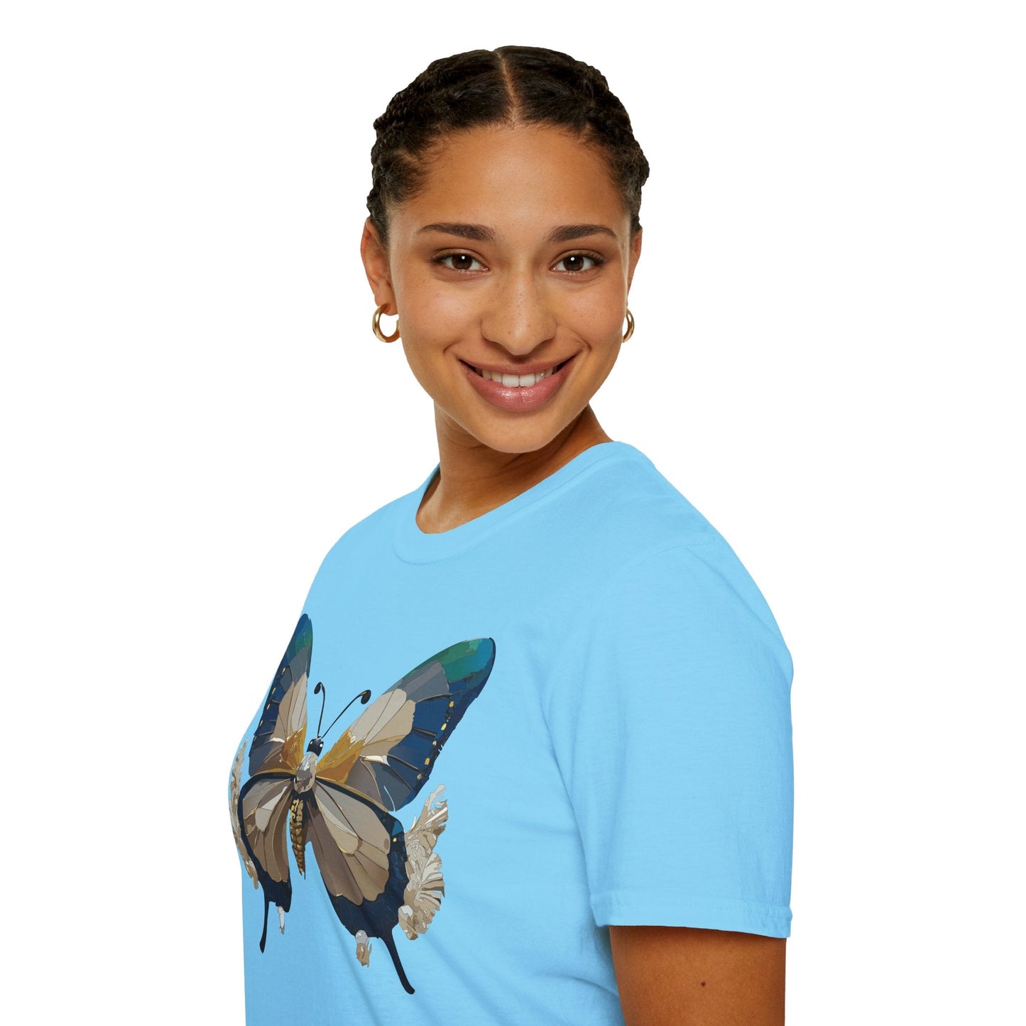 Butterfly Themed Unisex T Shirt With Monarch Design Gildan Softstyle 64000 Premium Ring Spun Cotton