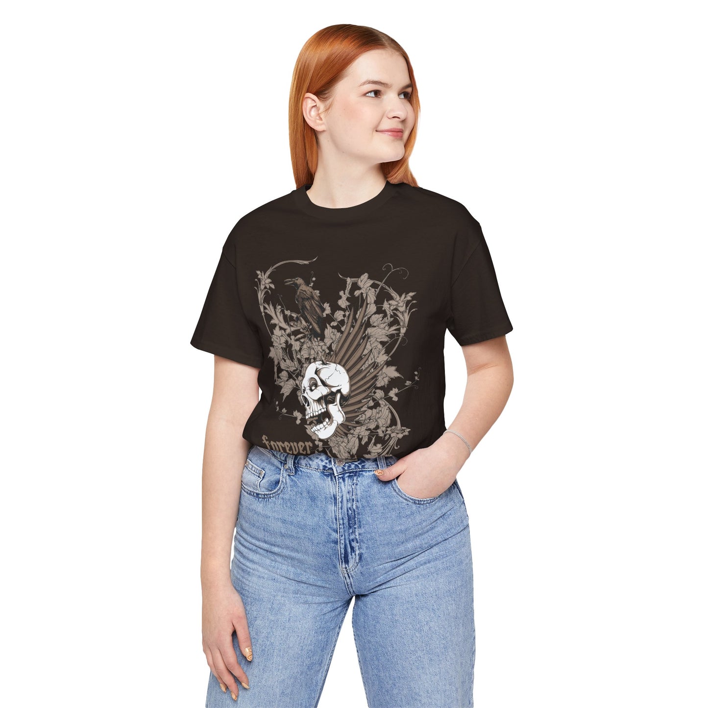 Forever Resting Head Tee, Edgy Graphic Shirt, Music T-Shirt, Gothic Tees, Skull Shirt, Art Design Tee, Skull Graphic Top